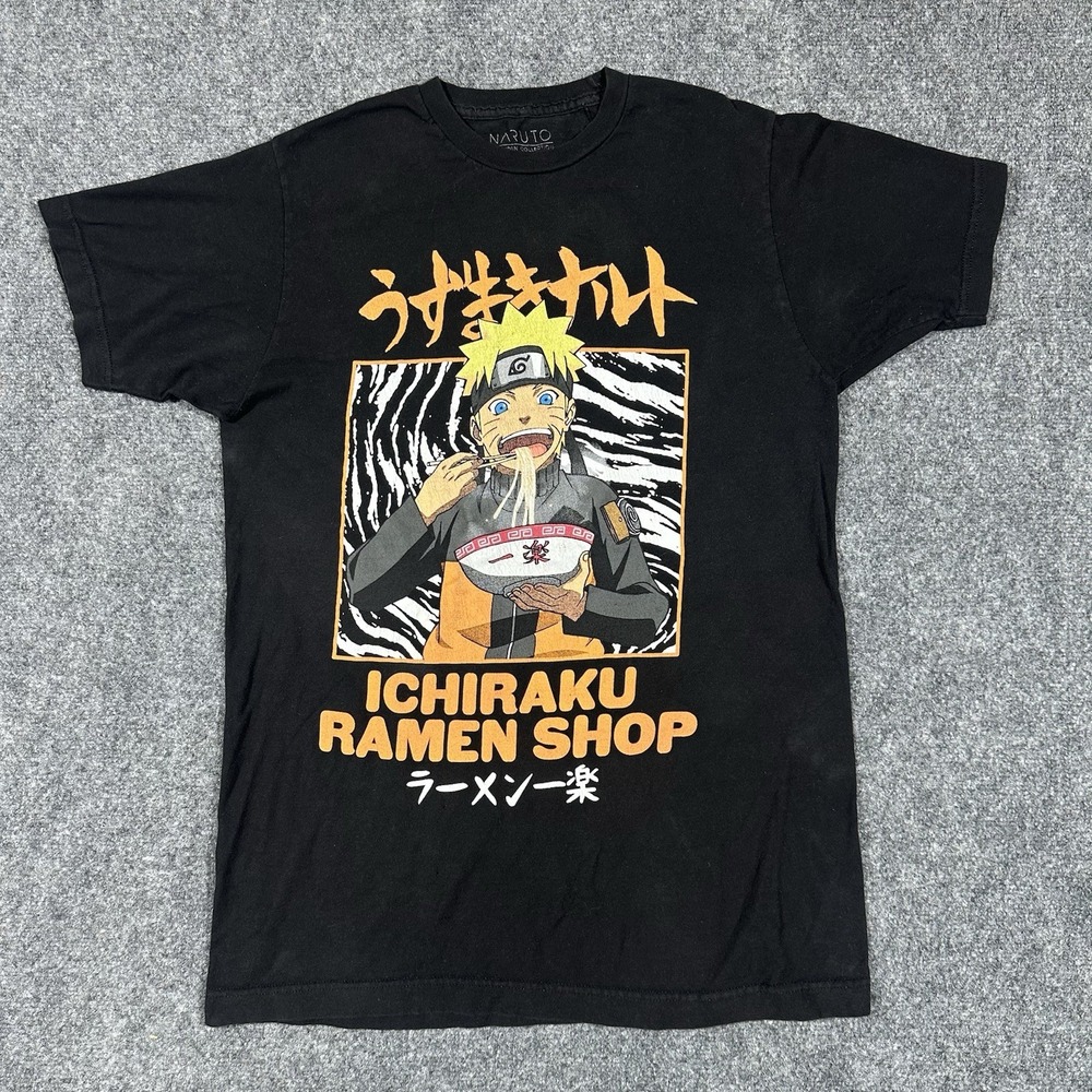 Naruto Shippuden Ichiraku Ramen Shop Black Graphic T-Shirt Mens Small S